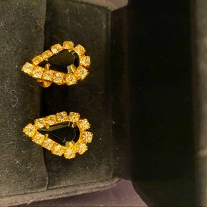 Zirconia and black onix earrings clip on